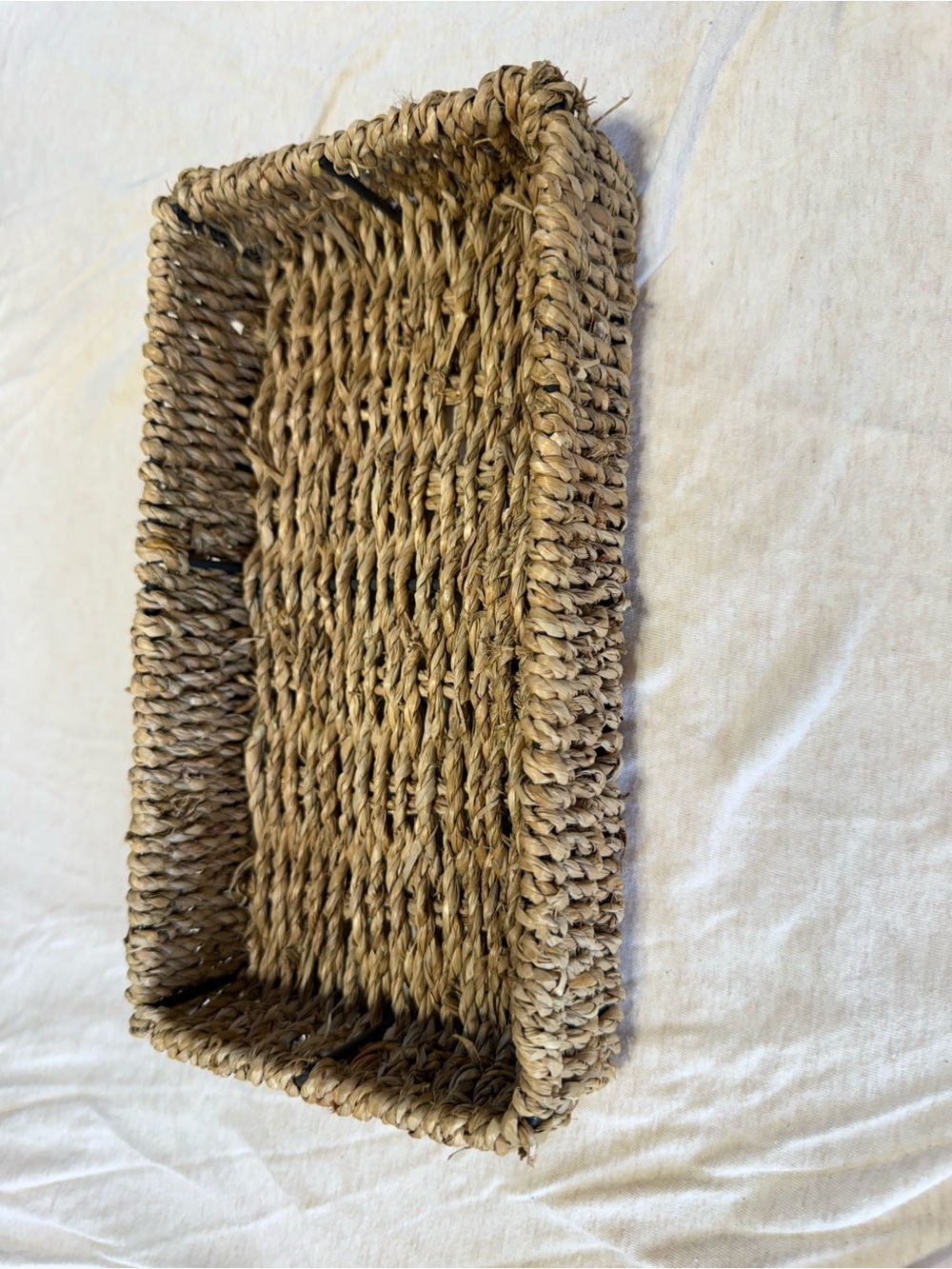 Woven Seagrass Rectangular Storage Basket - Natural Brown